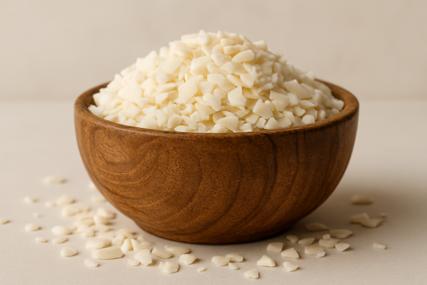 大豆蠟原料滿滿的裝在木碗