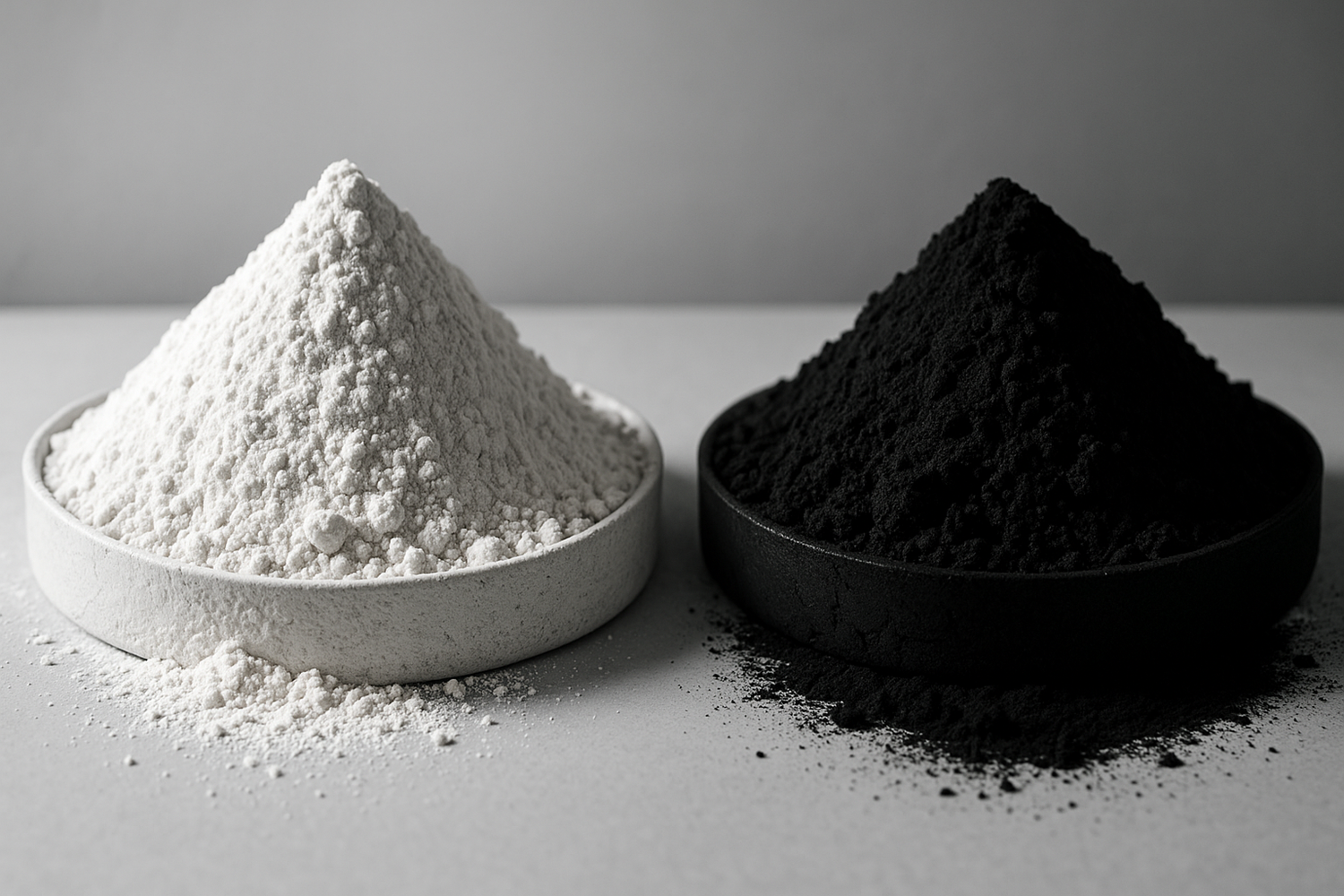白水泥粉、黑色粉 